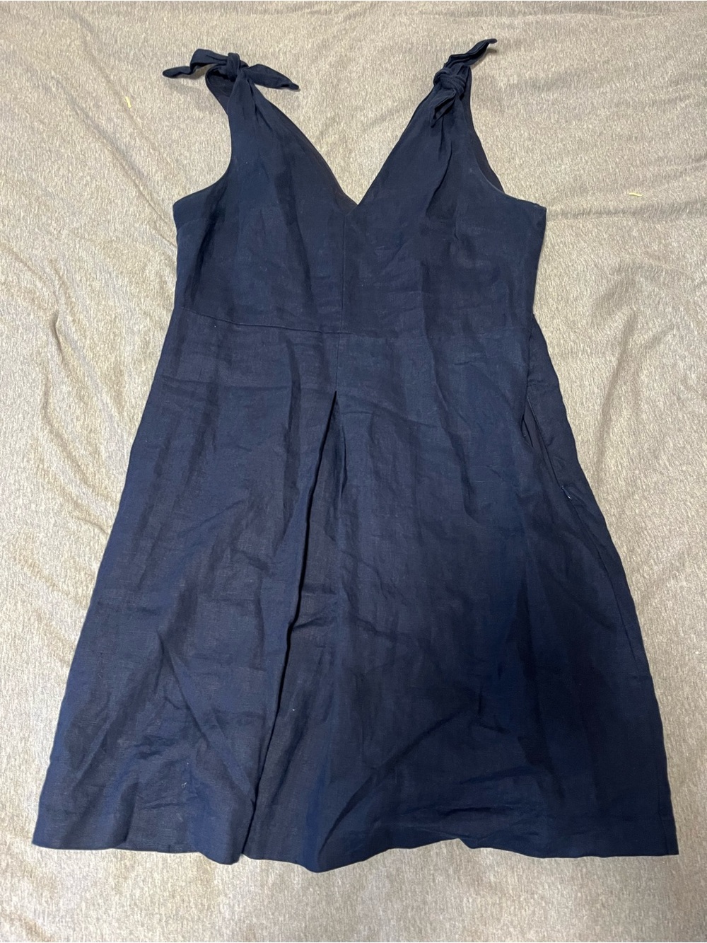 Navy Tie-Shoulder linen summer Dress